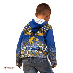 West Coast Football Kid Hoodie Eagles Aboriginal Mix Polynesian Pattern