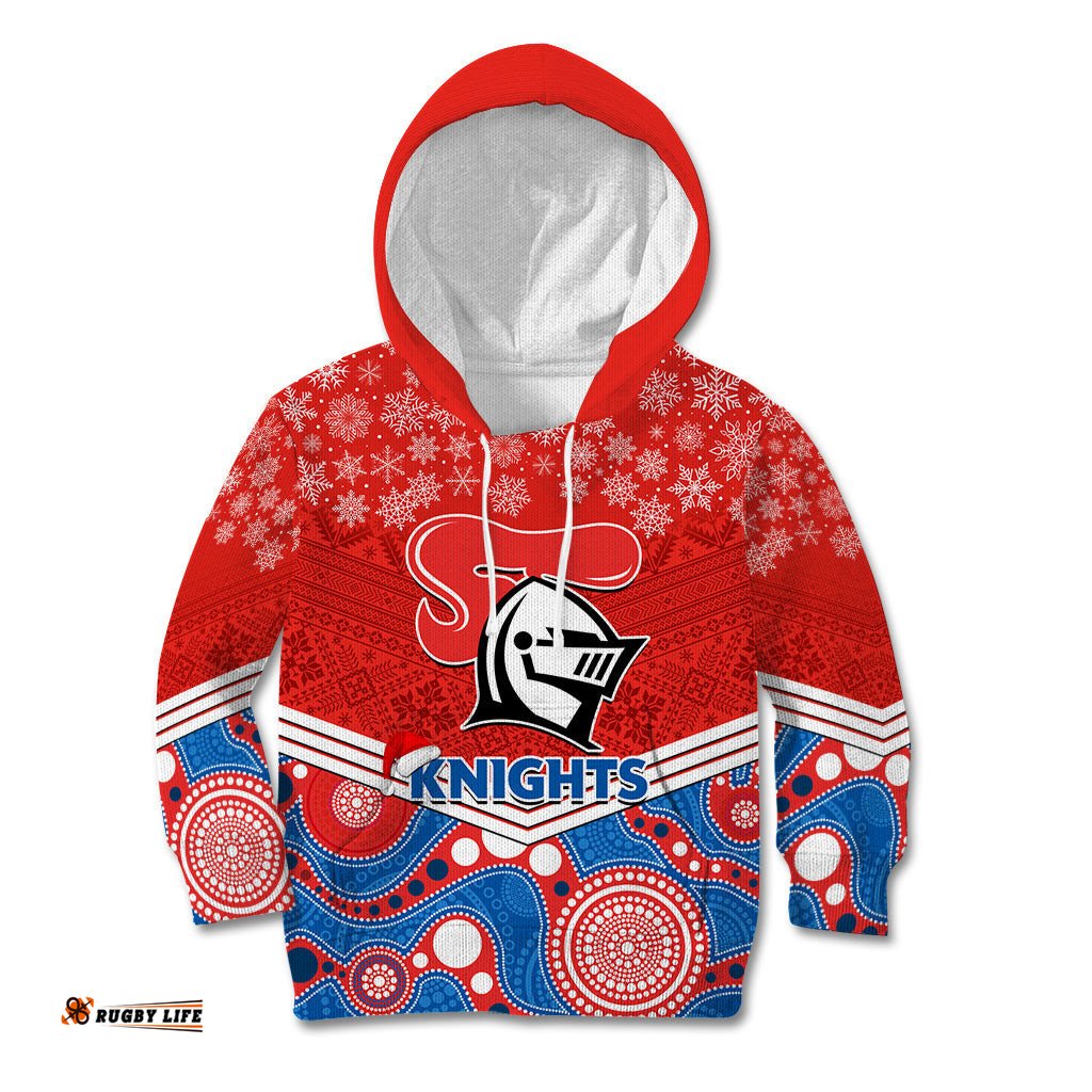 Custom Knights Rugby Christmas Kid Hoodie Merry Xmas 2023 Mix Aboriginal Art