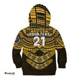 Custom Matildas Soccer Kid Hoodie Polynesian and Aboriginal Gold Vibe