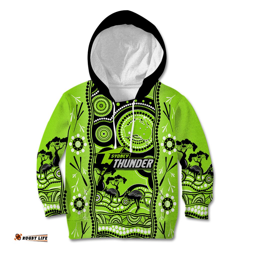 Custom Sydney Thunder Cricket Kid Hoodie Happy Australia Day Aboriginal Art