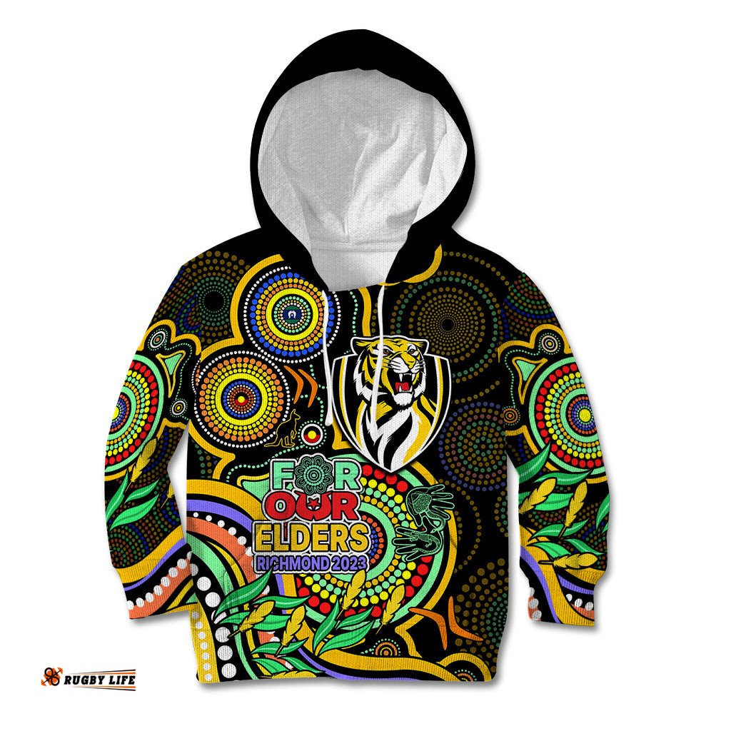 Richmond Football Aboriginal Art Kid Hoodie NAIDOC Indigenous Tribal