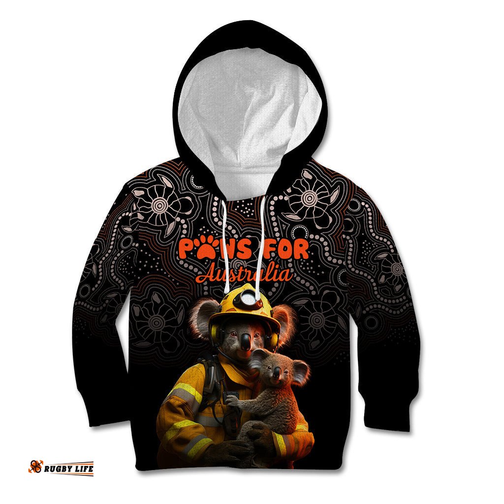 Personalised Paws For Australia Kid Hoodie Bushfire Awareness Indigenous Aboriginal