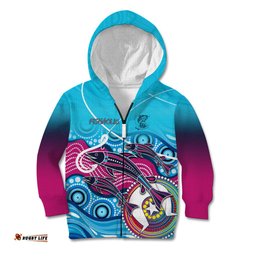 Australia Fishing Kid Hoodie Fishaholic With The Dhari Symbol And Aboriginal Pattern