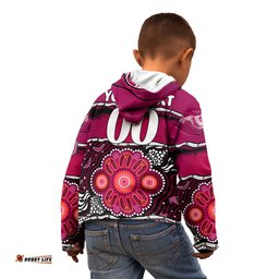 Custom Text And Number Maroons Rugby Kid Hoodie Aboriginal Queensland State of Origin