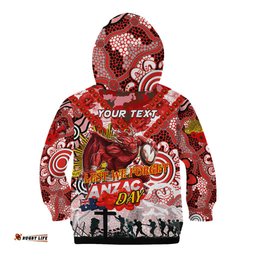 Personalised Dragons ANZAC Day Kid Hoodie Aboriginal Rising Sun