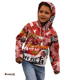 Personalised Dragons ANZAC Day Kid Hoodie Aboriginal Rising Sun