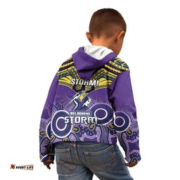 Storm Rugby Kid Hoodie Go Melbourne Aboriginal Mix Polynesian Pattern