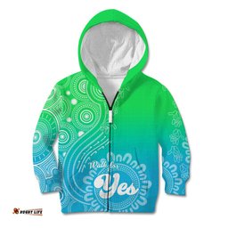 Australia Walk For Yes Kid Hoodie Indigenous Voice 2023 Aboriginal Green Vibe