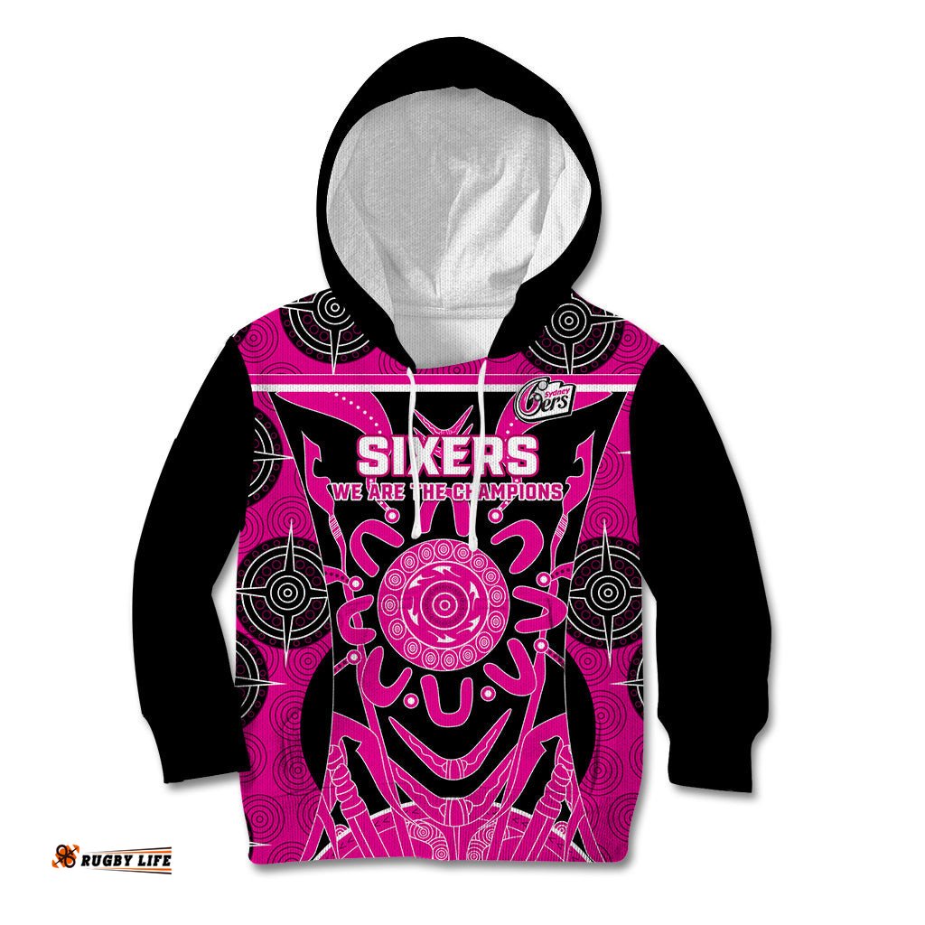 Custom Sydney Sixers Kid Hoodie We Are The Champions Aboriginal Art