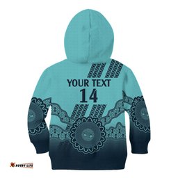 Custom Australia Matildas Kid Hoodie Aussie Aboriginal Turquoise Version