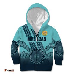 Custom Australia Matildas Kid Hoodie Aussie Aboriginal Turquoise Version