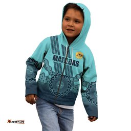 Custom Australia Matildas Kid Hoodie Aussie Aboriginal Turquoise Version