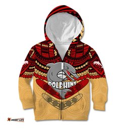 Dolphins Rugby Kid Hoodie Polynesian and Aboriginal Vibe