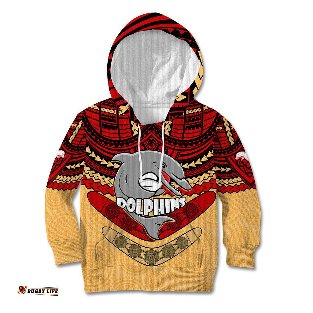 Dolphins Rugby Kid Hoodie Polynesian and Aboriginal Vibe