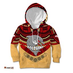 Dolphins Rugby Kid Hoodie Polynesian and Aboriginal Vibe