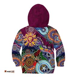 Custom NAIDOC Week 2024 Brisbane Lions Kid Hoodie Australia Aboriginal Dot Painting