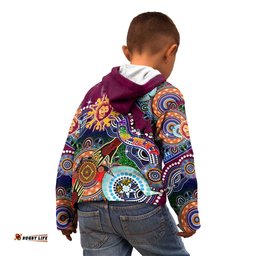 Custom NAIDOC Week 2024 Brisbane Lions Kid Hoodie Australia Aboriginal Dot Painting