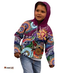 Custom NAIDOC Week 2024 Brisbane Lions Kid Hoodie Australia Aboriginal Dot Painting
