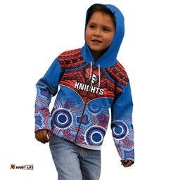 Knights Rugby Kid Hoodie Aboriginal Mix Polynesian Pattern