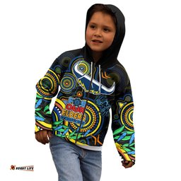 Cowboys Rugby Aboriginal Art Kid Hoodie NAIDOC Indigenous Tribal