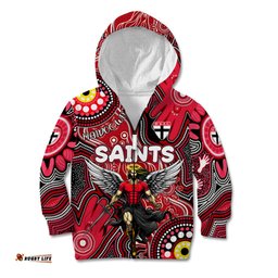 Personalised NAIDOC Week 2024 St Kilda Saints Kid Hoodie Australian Aboriginal Hand Painting