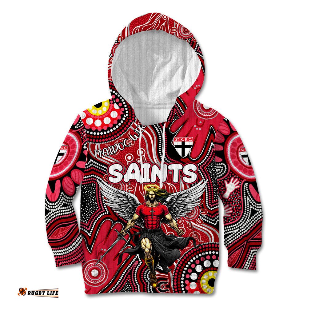 Personalised NAIDOC Week 2024 St Kilda Saints Kid Hoodie Australian Aboriginal Hand Painting