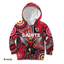 Personalised NAIDOC Week 2024 St Kilda Saints Kid Hoodie Australian Aboriginal Hand Painting