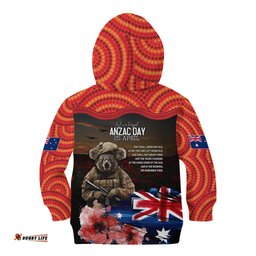 Australia ANZAC Day Kid Hoodie Koala and Kangaroo Red Poppy Flower Field Aboriginal Pattern