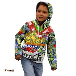 Personalised Eels ANZAC Day Kid Hoodie Aboriginal Rising Sun