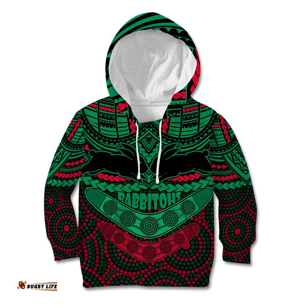 Rabbitohs Rugby Kid Hoodie Polynesian and Aboriginal Special Version
