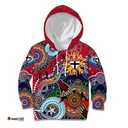 Custom NAIDOC Week 2024 St Kilda Saints Kid Hoodie Australia Aboriginal Dot Painting