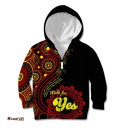 Personalised Australia Walk For Yes Kid Hoodie Indigenous Voice 2023 Aboriginal Red Vibe