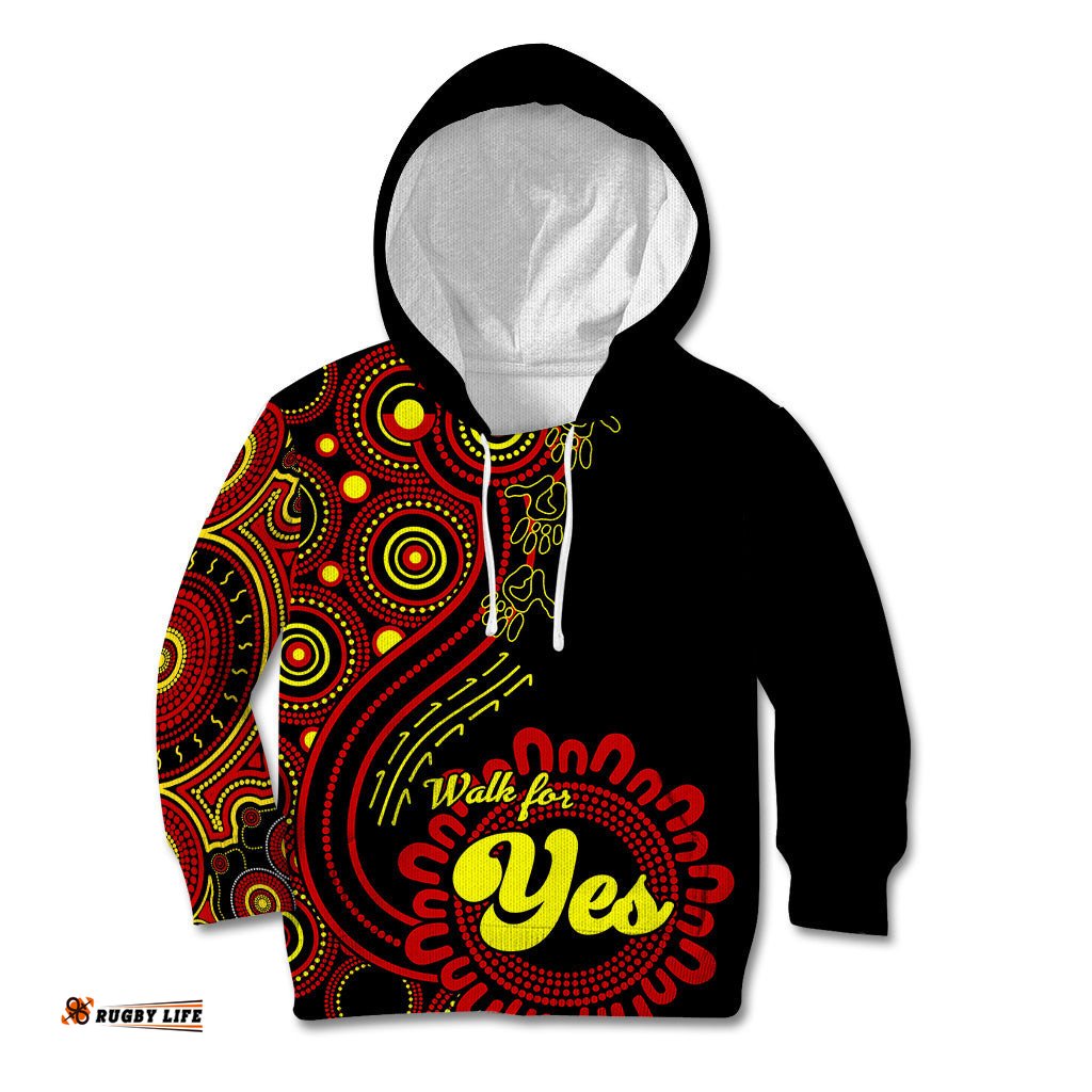 Personalised Australia Walk For Yes Kid Hoodie Indigenous Voice 2023 Aboriginal Red Vibe