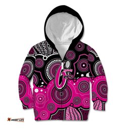 Custom Text And Number Sixers BBL Kid Hoodie Aboriginal Patterns Black Version