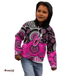 Custom Text And Number Sixers BBL Kid Hoodie Aboriginal Patterns Black Version