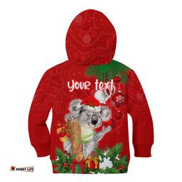 Personalised Koala Lover Kid Hoodie Australia Koalaty Merry Christmas Aboriginal