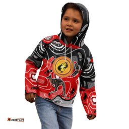 Aboriginal Flag Style Dot Art And Abstract Kangaroo Kid Hoodie TS04