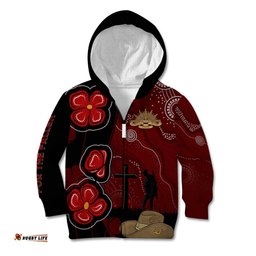 ANZAC Aboriginal Australia Kid Hoodie For the Fallen