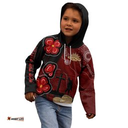 ANZAC Aboriginal Australia Kid Hoodie For the Fallen