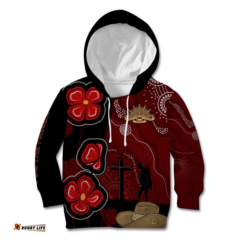 ANZAC Aboriginal Australia Kid Hoodie For the Fallen