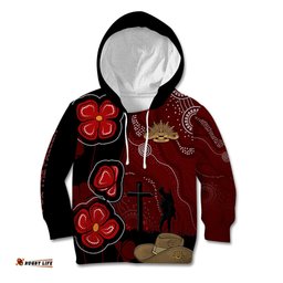ANZAC Aboriginal Australia Kid Hoodie For the Fallen