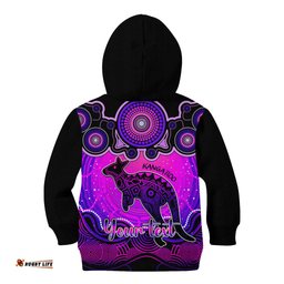 Personalised Australia Aries Kangaroo Zodiac Kid Hoodie Auz Astrology Aboriginal Magenta