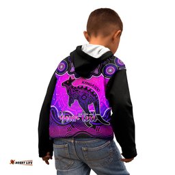 Personalised Australia Aries Kangaroo Zodiac Kid Hoodie Auz Astrology Aboriginal Magenta