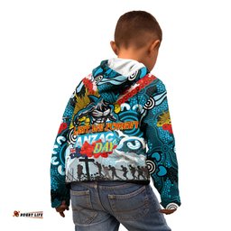 Personalised Sharks ANZAC Day Kid Hoodie Aboriginal Rising Sun