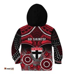 St Kilda Football Kid Hoodie Saints Aboriginal Mix Polynesian Pattern