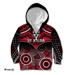 St Kilda Football Kid Hoodie Saints Aboriginal Mix Polynesian Pattern