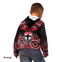 St Kilda Football Kid Hoodie Saints Aboriginal Mix Polynesian Pattern