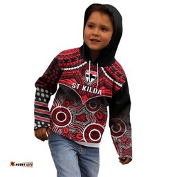 St Kilda Football Kid Hoodie Saints Aboriginal Mix Polynesian Pattern