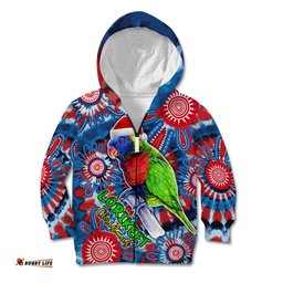 Australia Lorikeet Aboriginal Rainbow Tie Dye Merry Christmas Kid Hoodie
