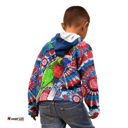 Australia Lorikeet Aboriginal Rainbow Tie Dye Merry Christmas Kid Hoodie